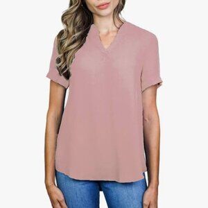 Women's Casual Blouse V Neck Short Sleeve Top Shirts